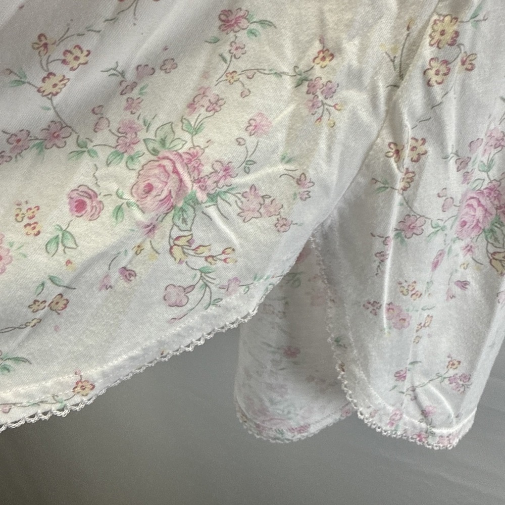Miss Elaine Women's Nightgown Size Large Pink White Floral Cap Sleeves Pullover - Picture 3 of 8